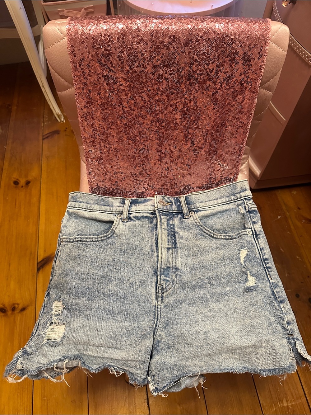 Express Light Blue High Waist Denim Shorts